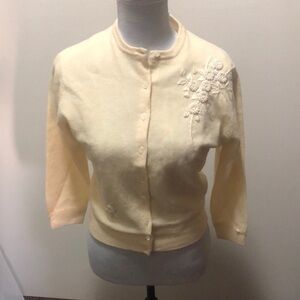 Charles & co yellow floral button up sweater size small​